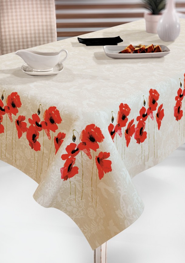 Τραπεζομάντηλο Αλέκιαστο Polyester 11 Red 145x145εκ. Saint Clair