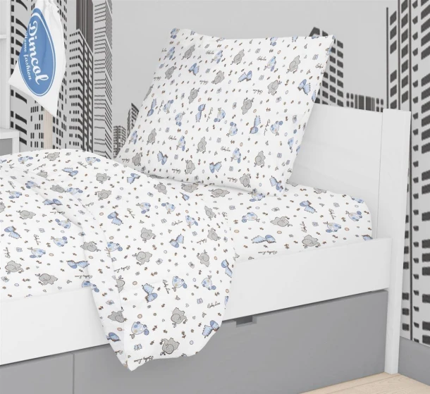 Μαξιλαροθήκη Φανελένια 50x70εκ. Elephant 074 White-Sky Blue DimCol