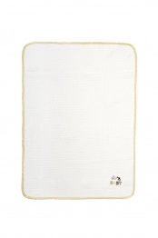 Κουβέρτα Πικέ Κούνιας 100x160εκ. Με Κέντημα Stork 193 White-Yellow DimCol