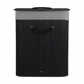 Καλάθι Απλύτων Πτυσσόμενο Bamboo 40x30x50εκ.-60lt Μαύρο Essentials Estia 02-34597