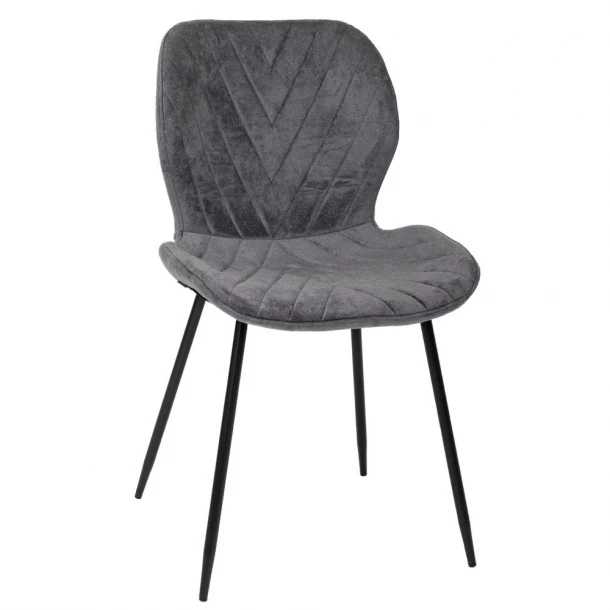 Καρέκλα Τραπεζαρίας Με Μεταλλικό Μαύρο Σκελετό Και Γκρι Ανάγλυφο Ύφασμα Elm Enclave 46x52x84εκ. iliadis 92087