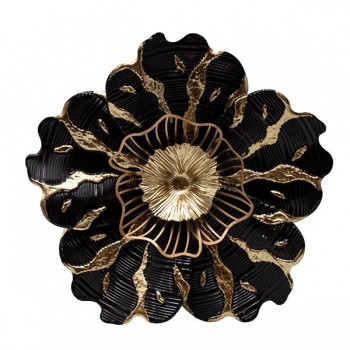Διακοσμητικό Τοίχου Μεταλλικό Λουλούδι Χρυσό-Μαύρο 38x7x38εκ. ESTHETI 812-30012