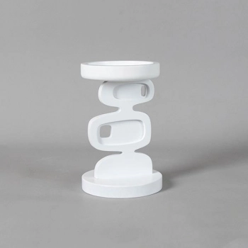 Κηροπήγιο Μεταλλικό-Ξύλινο Λευκό 12x18,5εκ. ESTHETI 819-00164