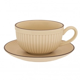 Φλυτζάνι Τσαγιού Με Πιατάκι Κεραμικό Κρεμ 230ml iliadis 88872