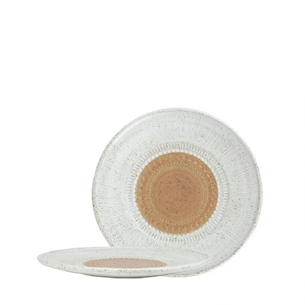 Πιάτο Φρούτου Stoneware Ανάγλυφο Aztec White-Brown ESPIEL 20,5εκ. ZAT102K6