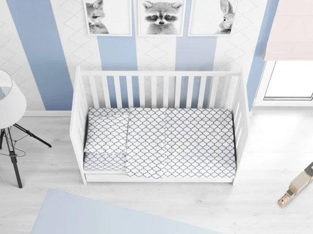 Σετ Σεντόνια 3τμχ Βαμβακερά Κούνιας 120x160εκ. Windows 136 White DimCol 1914617610013676