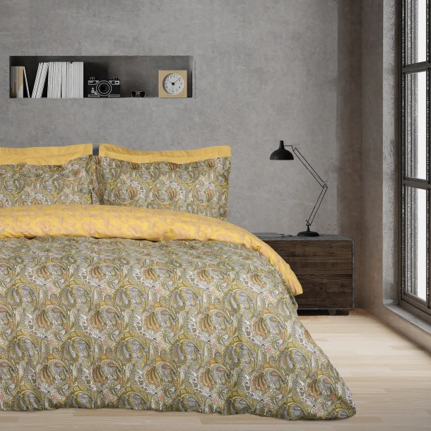 Σετ Παπλωματοθήκη Βαμβακερή Μονή 160x240εκ. Happy 9651 Ιβουάρ-Ώχρα-Taupe Das Home