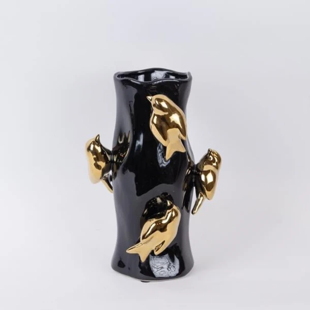 Βάζο Κεραμικό Μαύρο-Χρυσό 20x20x31εκ. ESTHETI 752-20407