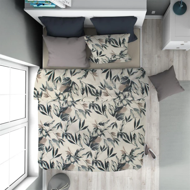 Παπλωματοθήκη Βαμβακερή Εμπριμέ Μονή 160x240εκ. Ευριδίκη 710 Ecru-Black DimCol 33110823010