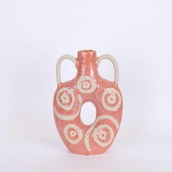 Βάζο Κεραμικό Ροζ-Μπεζ 20,5x7,2x31εκ. ESTHETI 752-20337