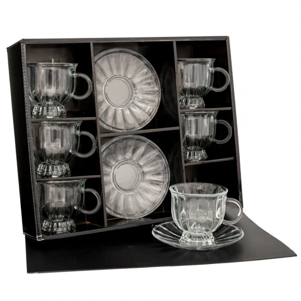 Σετ 6τμχ Φλυτζάνια Καφέ Γυάλινο Διάφανο 8x8εκ. iliadis 90066