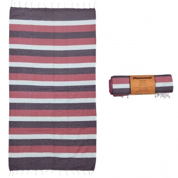 Πετσέτα Θαλάσσης Βαμβακερή Pestemal Κόκκινη 90x180εκ. Ριγέ Summer Tiempo 42-3172