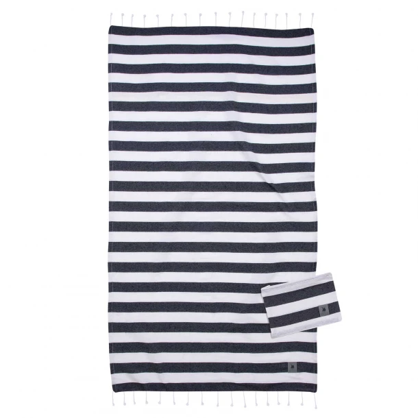 Πετσέτα Θαλάσσης-Παρεό Βαμβακερή 90x170εκ. & Νεσεσέρ Essential 3822 Λευκό-Μαύρο Greenwich Polo Club