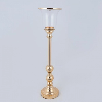 Κηροπήγιο Μεταλλικό-Γυάλινο Χρυσό 15x64εκ. ESTHETI 752-24087