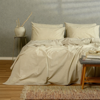 Σετ Σεντόνια Polycotton Μονά Με Λάστιχο 100x200+32εκ. Layla Beige Casual Line Melinen 20004675