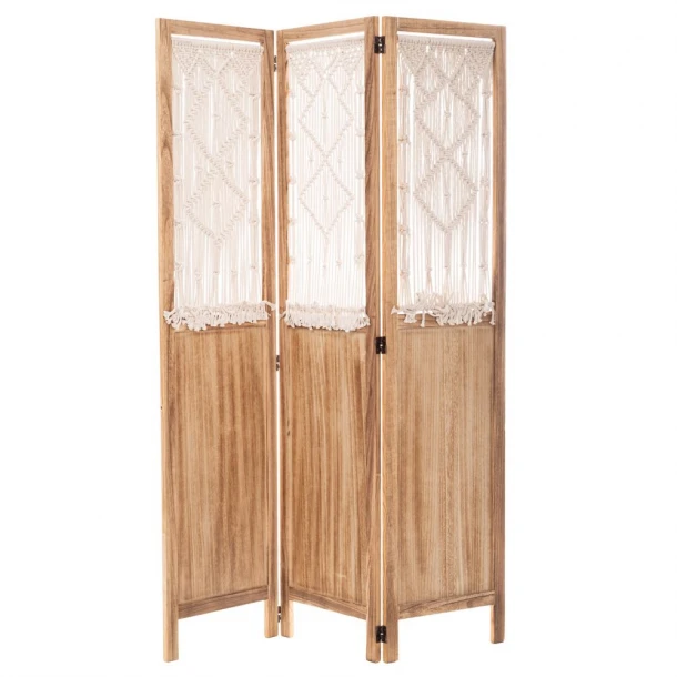 Παραβάν Ξύλινο 3 Φυλλο Καφέ Με Σχοινιά 120x170εκ. iliadis 90103