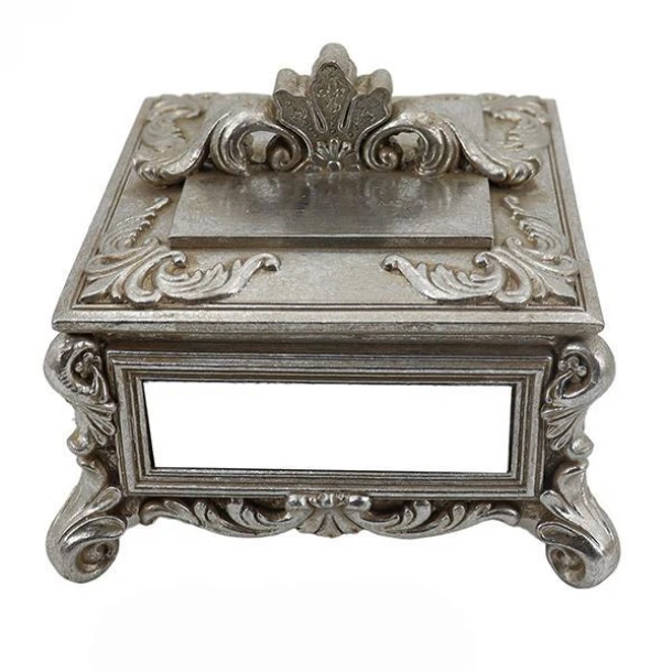 Μπιζουτιέρα Polyresin Αντικέ Ασημί 13,5x10,3x13,5εκ. ESTHETI 752-17071