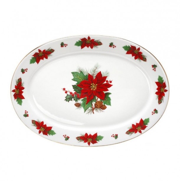 Χριστουγεννιάτικη Πιατέλα Πορσελάνης Οβάλ 38εκ. Poisentia CRYSPO TRIO 06.241.06