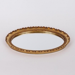 Δίσκος Polyresin Με Καθρέπτη Χρυσός 35,2x25,7x2,5εκ. ESTHETI 752-16133