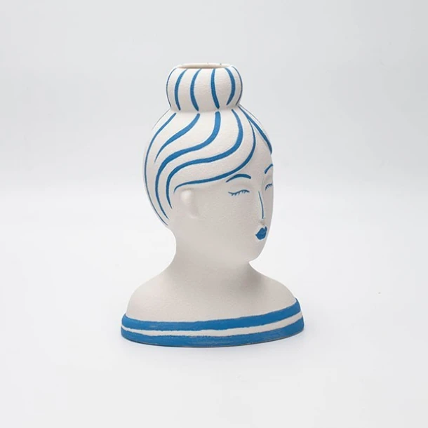 Βάζο Πορσελάνης Πρόσωπο Λευκό-Γαλάζιο 13,2x9x19εκ. ESTHETI 819-00206