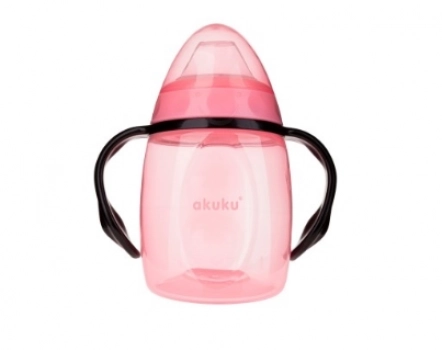 Εκπαιδευτικό Ποτηράκι Με Χερούλια Ροζ 280ml akuku A0429