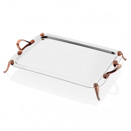 Δίσκος Σερβιρίσματος Ανοξείδωτος 18/10 Ασημί-Ροζ Χρυσό 48x28εκ. Oriana Ferelli SEDGUL148