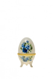 Διακοσμητικό Επιτραπέζιο Αυγό Πορσελάνης Λευκό-Μπλε-Χρυσό 5x7,5εκ. Zen Collection 22.46.48074