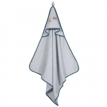Κάπα Βαμβακερή Με Κέντημα Bebe 80x80εκ. Essential 8852 Μπλε-Γκρι Greenwich Polo Club