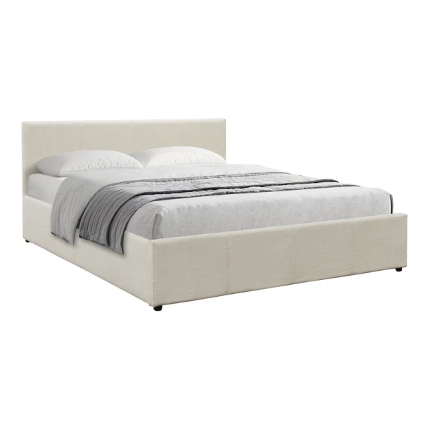 Κρεβάτι Dellia pakoworld με αποθηκευτικό χώρο ύφασμα κρεμ 150x200εκ