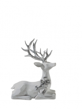 Χριστουγεννιάτικος Διακοσμητικός Τάρανδος Polyester Λευκός-Ασημί 14,5x9x8,5εκ. Zen Collection 25.42.51983