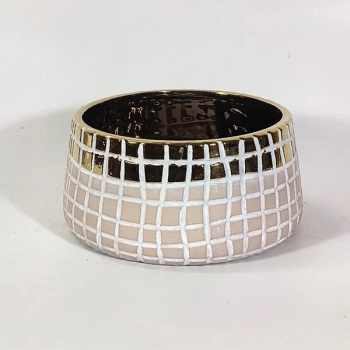 Κασπώ Κεραμικό Χρυσό-Μπεζ 18x18x9,5εκ. ESTHETI 752-18015