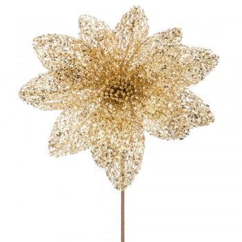 Χριστουγεννιάτικο Κλαδί Αλεξανδρινό Χρυσό Glitter Με Πούλιες 60εκ. iliadis 90409