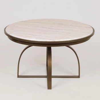 Τραπεζάκι Σαλονιού Μεταλλικό Χρυσό-Λευκό 70x70x40εκ. ESTHETI 750-39558