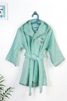Μπουρνούζι Παιδικό Με Κουκούλα Βαμβακερό Stork 195 Mint Size 02 DimCol