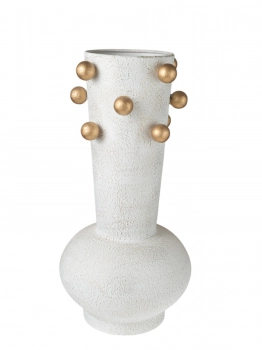 Βάζο Μεταλλικό Αντικέ Μπεζ Με Μπίλιες Χρυσές 20x20x39,5εκ. Zen Collection 25.3.51383