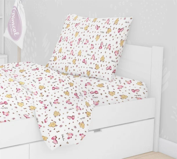 Μαξιλαροθήκη Φανελένια 50x70εκ. Elephant 072 White-Pink DimCol