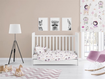 Πάπλωμα Παιδικό Βαμβακερό Κούνιας 120x160εκ. Lily & Deer 179 White-Pink DimCol