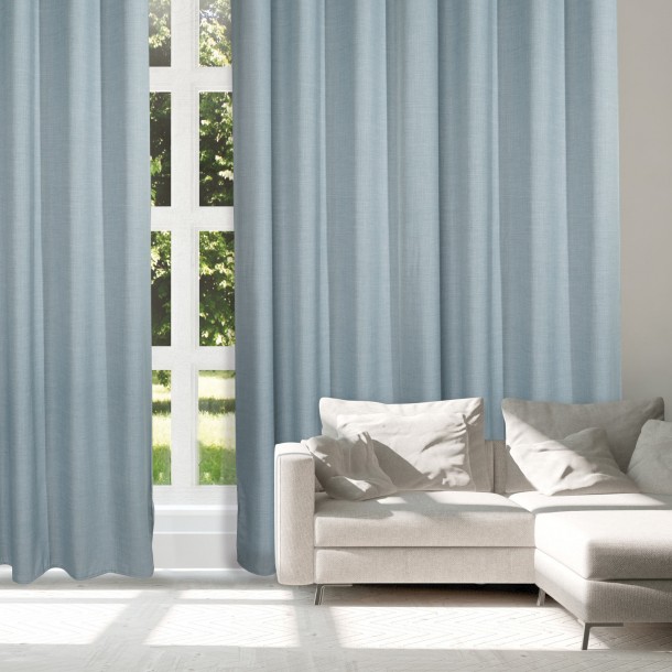 Κουρτίνα Μέτριας Σκίασης Με Τρουκς Polyester 140x270εκ. Curtain Line 2240 Γαλάζιο Das Home