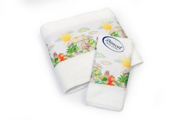 Σετ Πετσέτες 2τμχ Μπεμπέ Βαμβακερές Dinosaurs 311 White DimCol