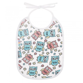 Σαλιάρα Αδιάβροχη Βαμβακερή με Δέσιμο για Βρέφη Κουκουβάγια akuku A1662