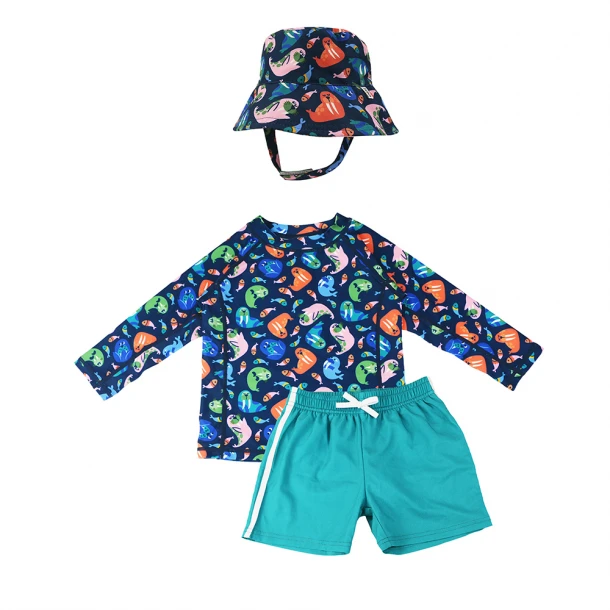 Σετ Μαγιό Με Bucket Καπέλο Και Μπλούζα UV 4 Ετών Walrus Zoocchini ZOO16018