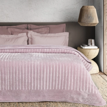 Κουβέρτα Βελουτέ Ανάγλυφη Μονή 160x240εκ. Blankets 1383 Dusty Pink Das Home