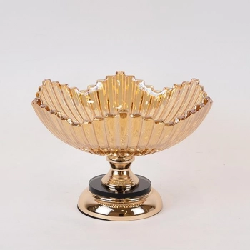 Διακοσμητικό Μπωλ Γυάλινο-Μεταλλικό Χρυσό 29x18εκ. ESTHETI 754-11022