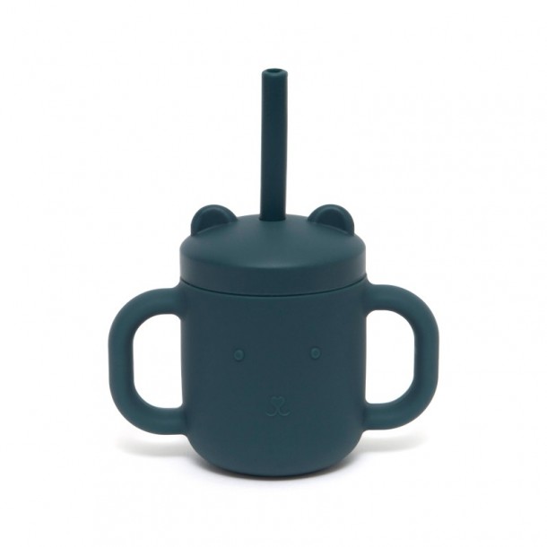 Ποτήρι Σιλικόνης Με Καλαμάκι 175ml Balsam Blue Petit Monkey PTM-SCLS5