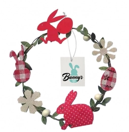 Στεφάνι Μικρό Μεταλλικό Φ16εκ. Λαγοί-Αυγά Bunny's 73-1972