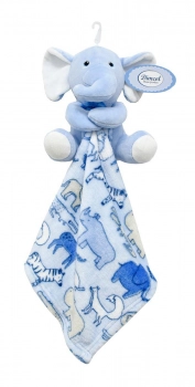 Πανάκι Παρηγορίας Fleece 30x30εκ. Με Λούτρινο Ζωάκι 20εκ. Elephant 11 Sky Blue Dimcol