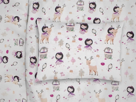 Μαξιλαροθήκη Bebe Φάκελος Βαμβακερή 35x45εκ. Lily & Deer 179 White Pink DimCol