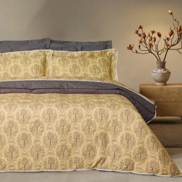 Σετ Σεντόνια Βαμβακοσατέν King 250x270εκ. Prestige 1730 Black-Yellow Das Home