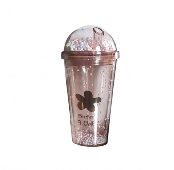 Ποτήρι Με Καλαμάκι 450ml Πλαστικό Ροζ 2430626