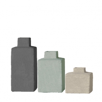 Σετ 3τμχ Βάζο Κεραμικό Γκρι-Πράσινο-Μπεζ ESPIEL 22,3εκ./16εκ./10εκ. TOF265